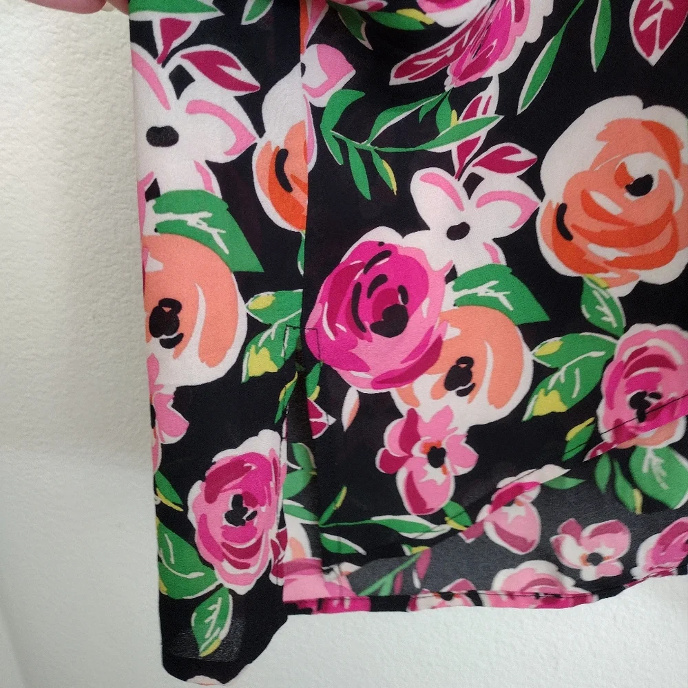 Fever Pink Orange Floral Aztec Kaftan Wrap Cover Up Size Medium